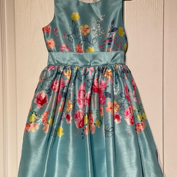 Aqua Floral Dress - Picture 1 of 2